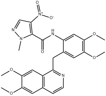 N-{2-[(6,7-dimethoxy-1-isoquinolinyl)methyl]-4,5-dimethoxyphenyl}-4-nitro-1-methyl-1H-pyrazole-5-carboxamide Structure