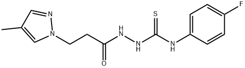 N-(4-fluorophenyl)-2-[3-(4-methyl-1H-pyrazol-1-yl)propanoyl]hydrazinecarbothioamide 结构式