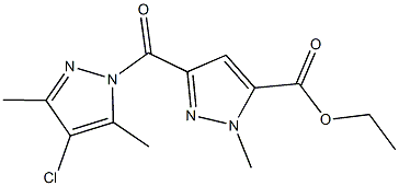 ethyl 3-[(4-chloro-3,5-dimethyl-1H-pyrazol-1-yl)carbonyl]-1-methyl-1H-pyrazole-5-carboxylate 结构式