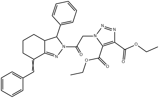 diethyl 1-[2-(7-benzylidene-3-phenyl-3,3a,4,5,6,7-hexahydro-2H-indazol-2-yl)-2-oxoethyl]-1H-1,2,3-triazole-4,5-dicarboxylate Structure