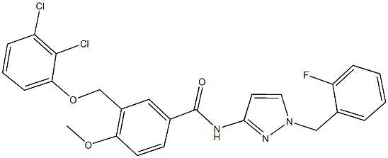 3-[(2,3-dichlorophenoxy)methyl]-N-[1-(2-fluorobenzyl)-1H-pyrazol-3-yl]-4-methoxybenzamide 结构式