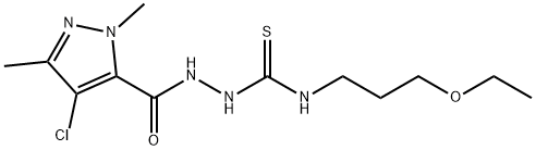 2-[(4-chloro-1,3-dimethyl-1H-pyrazol-5-yl)carbonyl]-N-(3-ethoxypropyl)hydrazinecarbothioamide 化学構造式