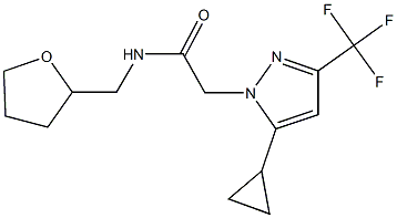 2-[5-cyclopropyl-3-(trifluoromethyl)-1H-pyrazol-1-yl]-N-(tetrahydro-2-furanylmethyl)acetamide Struktur