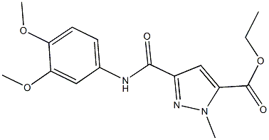 ethyl 3-[(3,4-dimethoxyanilino)carbonyl]-1-methyl-1H-pyrazole-5-carboxylate Struktur