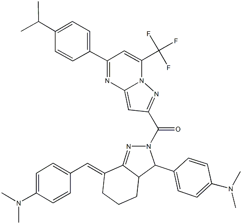 4-(7-[4-(dimethylamino)benzylidene]-2-{[5-(4-isopropylphenyl)-7-(trifluoromethyl)pyrazolo[1,5-a]pyrimidin-2-yl]carbonyl}-3,3a,4,5,6,7-hexahydro-2H-indazol-3-yl)-N,N-dimethylaniline|