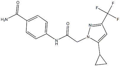 4-({[5-cyclopropyl-3-(trifluoromethyl)-1H-pyrazol-1-yl]acetyl}amino)benzamide Structure