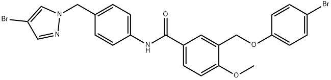 3-[(4-bromophenoxy)methyl]-N-{4-[(4-bromo-1H-pyrazol-1-yl)methyl]phenyl}-4-methoxybenzamide Structure