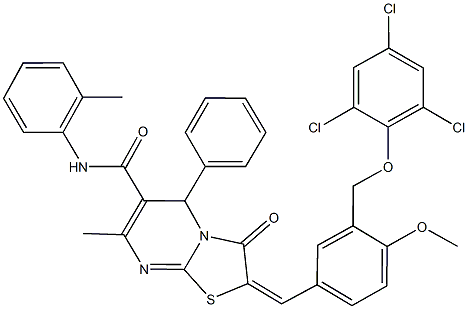 512815-21-3 2-{4-methoxy-3-[(2,4,6-trichlorophenoxy)methyl]benzylidene}-7-methyl-N-(2-methylphenyl)-3-oxo-5-phenyl-2,3-dihydro-5H-[1,3]thiazolo[3,2-a]pyrimidine-6-carboxamide