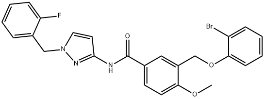 3-[(2-bromophenoxy)methyl]-N-[1-(2-fluorobenzyl)-1H-pyrazol-3-yl]-4-methoxybenzamide Structure