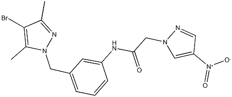 N-{3-[(4-bromo-3,5-dimethyl-1H-pyrazol-1-yl)methyl]phenyl}-2-{4-nitro-1H-pyrazol-1-yl}acetamide Structure