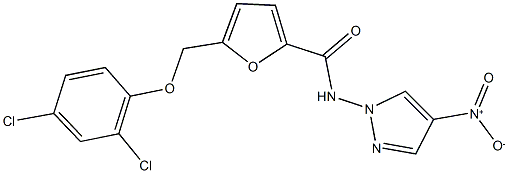 5-[(2,4-dichlorophenoxy)methyl]-N-{4-nitro-1H-pyrazol-1-yl}-2-furamide Structure