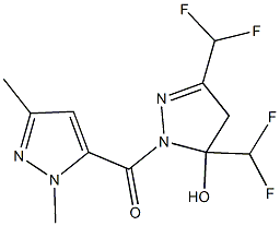 3,5-bis(difluoromethyl)-1-[(1,3-dimethyl-1H-pyrazol-5-yl)carbonyl]-4,5-dihydro-1H-pyrazol-5-ol Structure