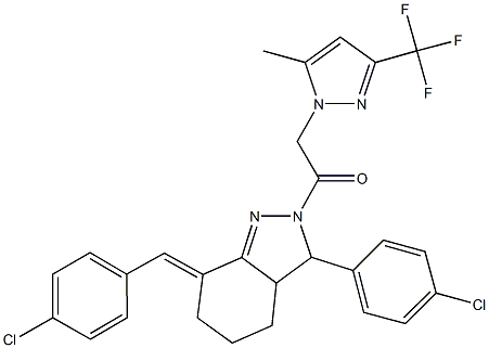 7-(4-chlorobenzylidene)-3-(4-chlorophenyl)-2-{[5-methyl-3-(trifluoromethyl)-1H-pyrazol-1-yl]acetyl}-3,3a,4,5,6,7-hexahydro-2H-indazole|