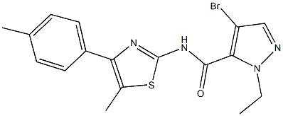 4-bromo-1-ethyl-N-[5-methyl-4-(4-methylphenyl)-1,3-thiazol-2-yl]-1H-pyrazole-5-carboxamide Structure