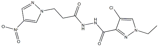 4-chloro-1-ethyl-N'-(3-{4-nitro-1H-pyrazol-1-yl}propanoyl)-1H-pyrazole-3-carbohydrazide,512816-24-9,结构式