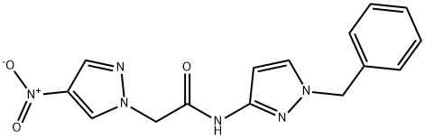 N-(1-benzyl-1H-pyrazol-3-yl)-2-{4-nitro-1H-pyrazol-1-yl}acetamide Struktur