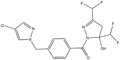 1-{4-[(4-chloro-1H-pyrazol-1-yl)methyl]benzoyl}-3,5-bis(difluoromethyl)-4,5-dihydro-1H-pyrazol-5-ol Structure