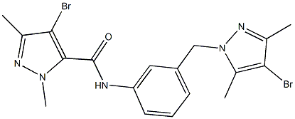 4-bromo-N-{3-[(4-bromo-3,5-dimethyl-1H-pyrazol-1-yl)methyl]phenyl}-1,3-dimethyl-1H-pyrazole-5-carboxamide Structure