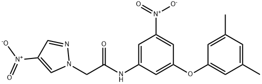 N-{3-(3,5-dimethylphenoxy)-5-nitrophenyl}-2-{4-nitro-1H-pyrazol-1-yl}acetamide,512816-82-9,结构式