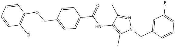 4-[(2-chlorophenoxy)methyl]-N-[1-(3-fluorobenzyl)-3,5-dimethyl-1H-pyrazol-4-yl]benzamide 结构式