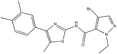 4-bromo-N-[4-(3,4-dimethylphenyl)-5-methyl-1,3-thiazol-2-yl]-1-ethyl-1H-pyrazole-5-carboxamide Structure