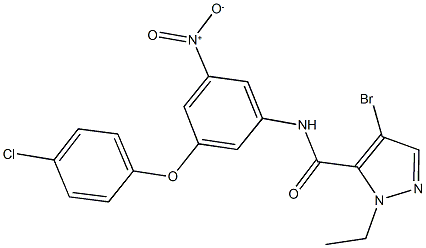 4-bromo-N-{3-(4-chlorophenoxy)-5-nitrophenyl}-1-ethyl-1H-pyrazole-5-carboxamide 结构式