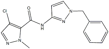 N-(1-benzyl-1H-pyrazol-3-yl)-4-chloro-1-methyl-1H-pyrazole-5-carboxamide 化学構造式
