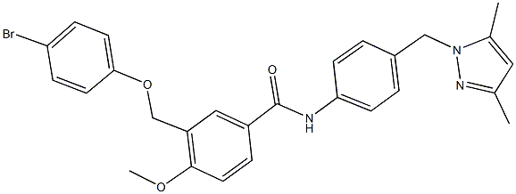 3-[(4-bromophenoxy)methyl]-N-{4-[(3,5-dimethyl-1H-pyrazol-1-yl)methyl]phenyl}-4-methoxybenzamide,512817-38-8,结构式