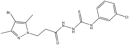 2-[3-(4-bromo-3,5-dimethyl-1H-pyrazol-1-yl)propanoyl]-N-(3-chlorophenyl)hydrazinecarbothioamide Structure