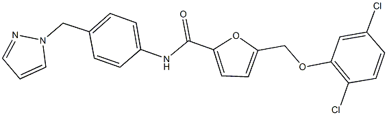 5-[(2,5-dichlorophenoxy)methyl]-N-[4-(1H-pyrazol-1-ylmethyl)phenyl]-2-furamide Struktur
