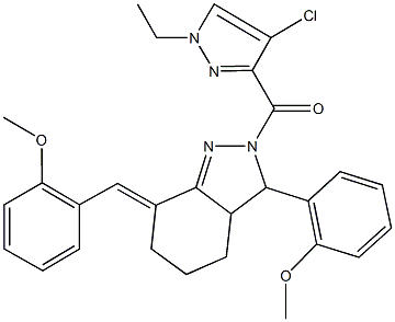 512817-75-3 2-[(4-chloro-1-ethyl-1H-pyrazol-3-yl)carbonyl]-7-(2-methoxybenzylidene)-3-(2-methoxyphenyl)-3,3a,4,5,6,7-hexahydro-2H-indazole