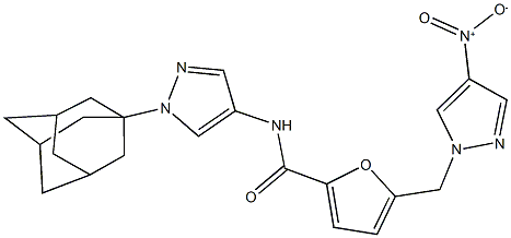 N-[1-(1-adamantyl)-1H-pyrazol-4-yl]-5-({4-nitro-1H-pyrazol-1-yl}methyl)-2-furamide Structure