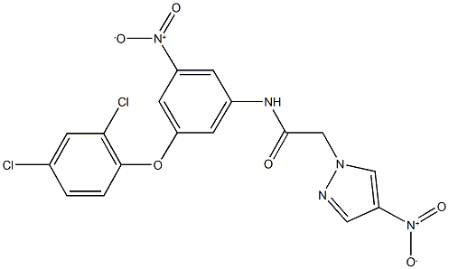 N-{3-(2,4-dichlorophenoxy)-5-nitrophenyl}-2-{4-nitro-1H-pyrazol-1-yl}acetamide Struktur