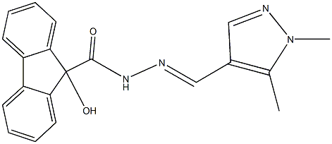 N'-[(1,5-dimethyl-1H-pyrazol-4-yl)methylene]-9-hydroxy-9H-fluorene-9-carbohydrazide Structure