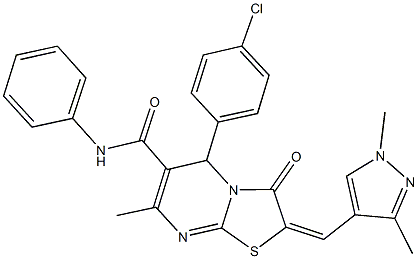 512818-19-8 5-(4-chlorophenyl)-2-[(1,3-dimethyl-1H-pyrazol-4-yl)methylene]-7-methyl-3-oxo-N-phenyl-2,3-dihydro-5H-[1,3]thiazolo[3,2-a]pyrimidine-6-carboxamide