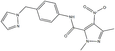 4-nitro-1,3-dimethyl-N-[4-(1H-pyrazol-1-ylmethyl)phenyl]-1H-pyrazole-5-carboxamide Structure