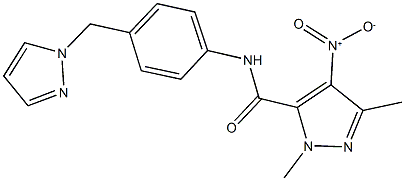 4-nitro-1,3-dimethyl-N-[4-(1H-pyrazol-1-ylmethyl)phenyl]-1H-pyrazole-5-carboxamide Struktur