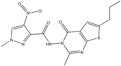 4-nitro-1-methyl-N-(2-methyl-4-oxo-6-propylthieno[2,3-d]pyrimidin-3(4H)-yl)-1H-pyrazole-3-carboxamide Structure