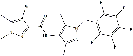 4-bromo-N-[3,5-dimethyl-1-(2,3,4,5,6-pentafluorobenzyl)-1H-pyrazol-4-yl]-1,5-dimethyl-1H-pyrazole-3-carboxamide,512823-08-4,结构式