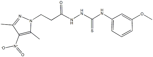 2-(3-{4-nitro-3,5-dimethyl-1H-pyrazol-1-yl}propanoyl)-N-(3-methoxyphenyl)hydrazinecarbothioamide 结构式