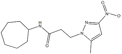 N-cycloheptyl-3-{3-nitro-5-methyl-1H-pyrazol-1-yl}propanamide 化学構造式