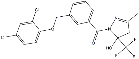 1-{3-[(2,4-dichlorophenoxy)methyl]benzoyl}-3-methyl-5-(trifluoromethyl)-4,5-dihydro-1H-pyrazol-5-ol Struktur