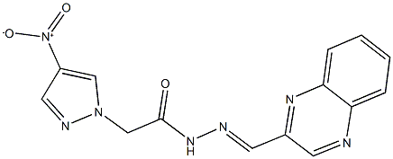 2-{4-nitro-1H-pyrazol-1-yl}-N'-(2-quinoxalinylmethylene)acetohydrazide Structure