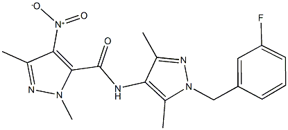 N-[1-(3-fluorobenzyl)-3,5-dimethyl-1H-pyrazol-4-yl]-4-nitro-1,3-dimethyl-1H-pyrazole-5-carboxamide,512823-30-2,结构式