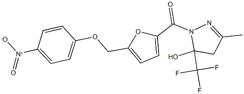 1-[5-({4-nitrophenoxy}methyl)-2-furoyl]-3-methyl-5-(trifluoromethyl)-4,5-dihydro-1H-pyrazol-5-ol,512823-33-5,结构式