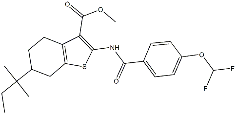 methyl 2-{[4-(difluoromethoxy)benzoyl]amino}-6-tert-pentyl-4,5,6,7-tetrahydro-1-benzothiophene-3-carboxylate Structure