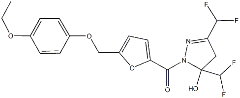 3,5-bis(difluoromethyl)-1-{5-[(4-ethoxyphenoxy)methyl]-2-furoyl}-4,5-dihydro-1H-pyrazol-5-ol|