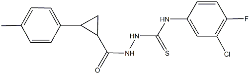 N-(3-chloro-4-fluorophenyl)-2-{[2-(4-methylphenyl)cyclopropyl]carbonyl}hydrazinecarbothioamide Structure