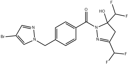 1-{4-[(4-bromo-1H-pyrazol-1-yl)methyl]benzoyl}-3,5-bis(difluoromethyl)-4,5-dihydro-1H-pyrazol-5-ol 结构式