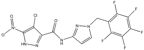 4-chloro-5-nitro-N-[1-(2,3,4,5,6-pentafluorobenzyl)-1H-pyrazol-3-yl]-1H-pyrazole-3-carboxamide Structure